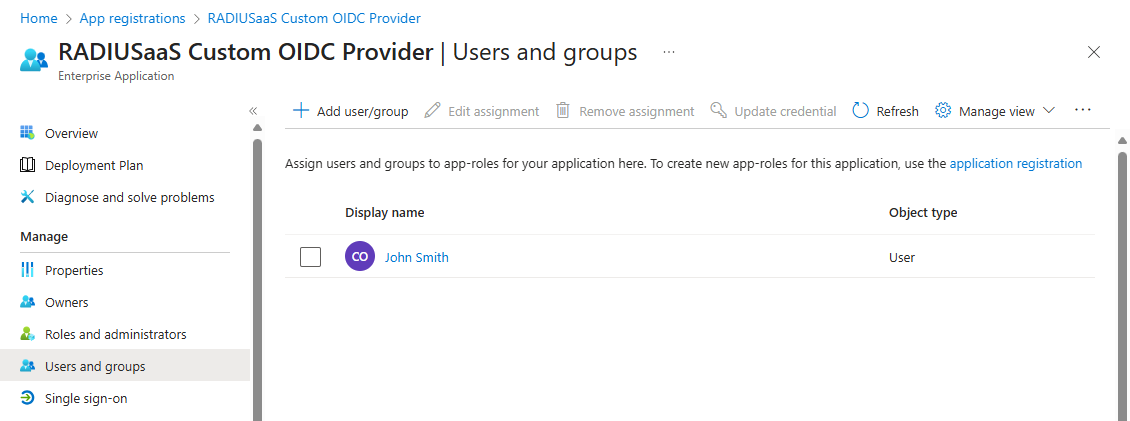 Assign users to allow them to use the application